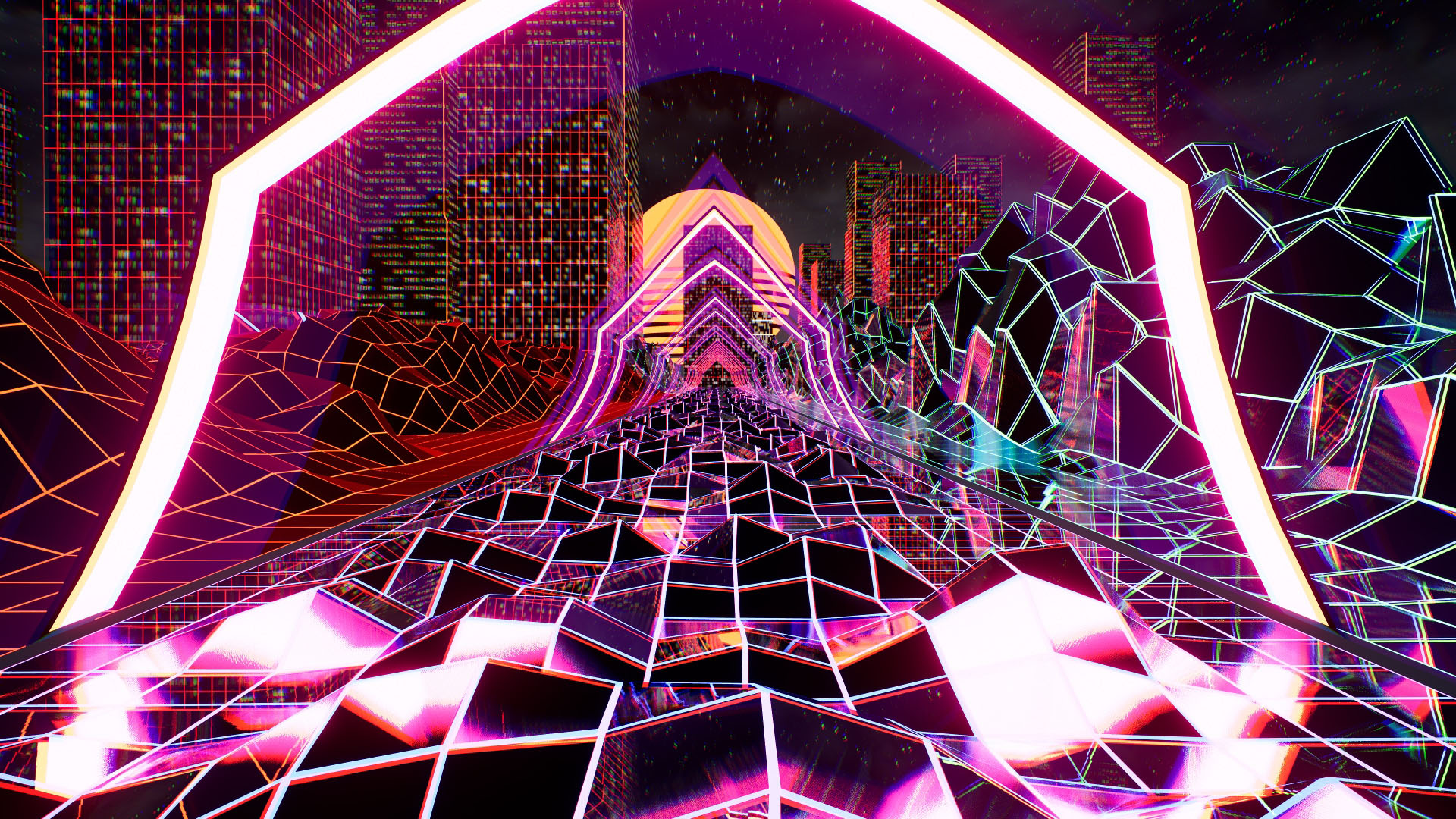 80s Retro Neon Paths Virtual Set