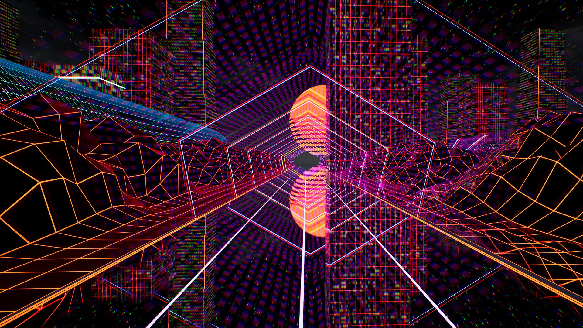 80s Retro Neon Lights Path Virtual Set 3