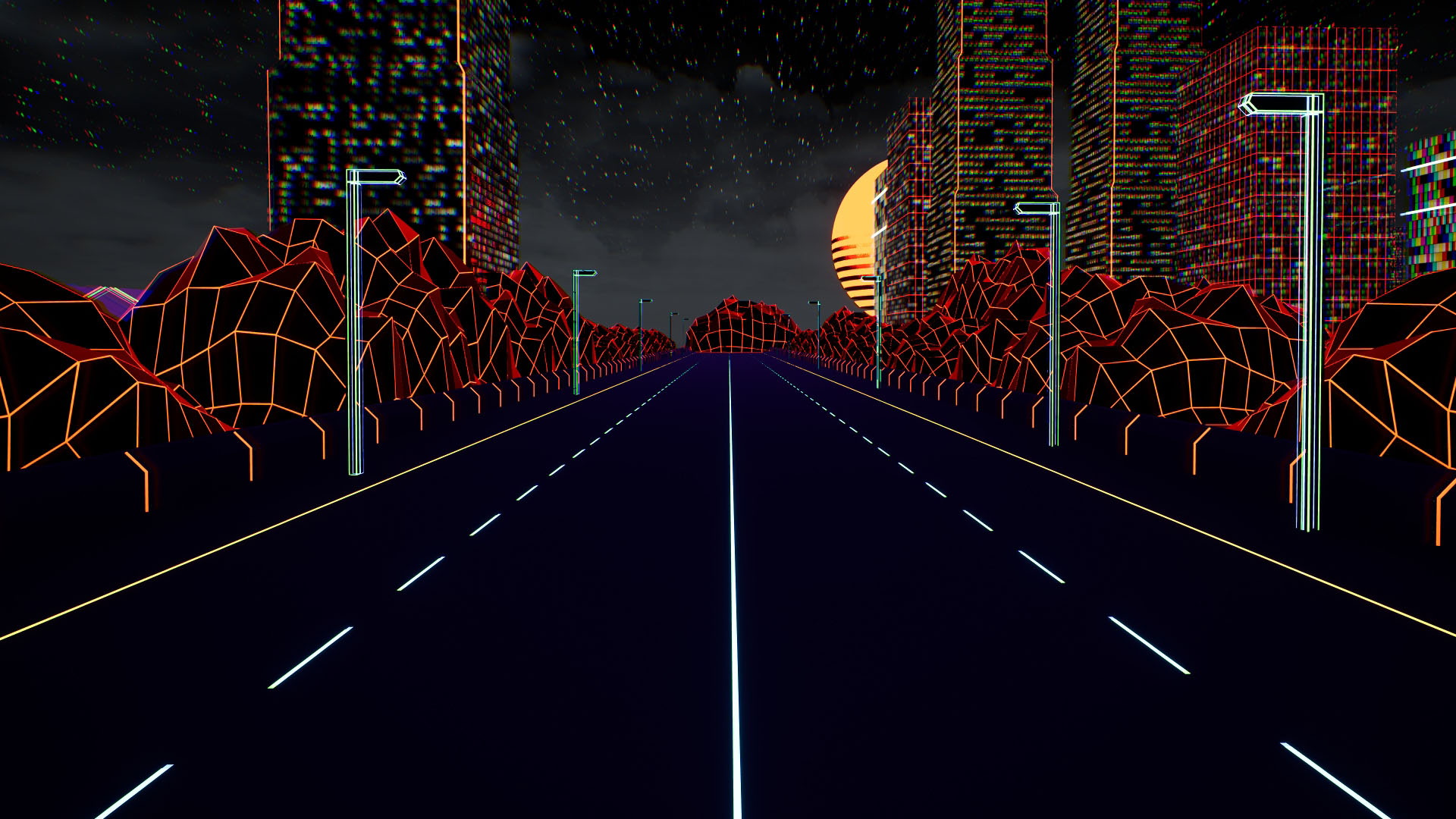 80s Retro Neon Lights Path Virtual Set 4